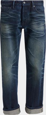 Tom Ford Low-Waist Stonewashed Denim Straight-Leg Boyfriend Pants