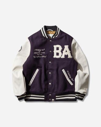 A Bathing Ape Men s Statue Of Liberty Varsity Jacket Purple