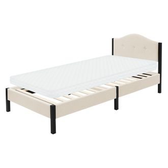 ML Design Ml-design Letto Singolo 90x200 Cm, Con Materasso Alto 10 Cm, Giroletto, Struttura Robusta, Testiera Imbottita E Rete A Doghe, Telaio In Acciaio E Tess