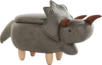 Beliani Pouf Animaletto Forma Di Triceratopo Tessuto Verde Gambe In Legno Triceratops