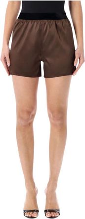Tom Ford Stretch Silk Satin PJ Shorts - Dames - Bermuda - Bruin - M - Satijn - Korte Broeken