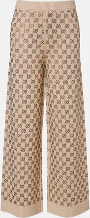 Gucci Pantaloni a gamba larga in misto lana e cashmere GG