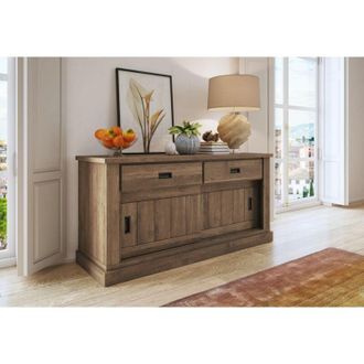 Dmora Aparador Lupara, Alacena 2 Estantes, 2 Cajones, 4 Compartimentos, 138x50x95h Cm Marr&oacute;n Nogal