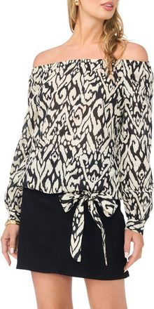 Vince Camuto Off the Shoulder Long Sleeve Top in Rich Black at Nordstrom, Size X-Large