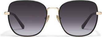Quay Uptown 58mm Gradient Round Sunglasses in Black Gold/smoke at Nordstrom