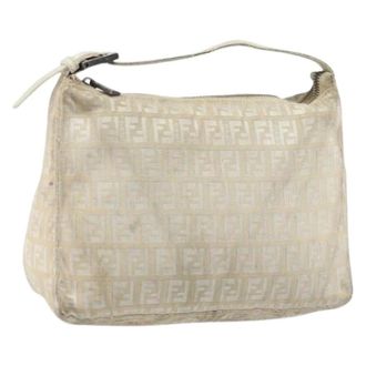 Fendi Pre-owned Shoulder Bags, female, Beige, Size: ONE SIZE Pre-owned Zucchino Canvas Hand Bag