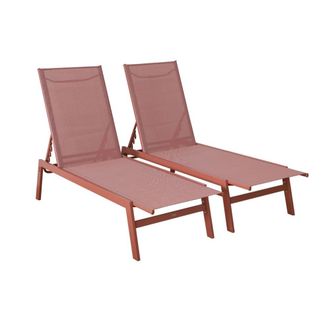 Sweeek Tumbona de acero multi posiciones, set de 2, terracotta