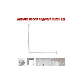 Trade Shop Trade Shop - Barra Para Cortina De Ducha Y Ba&ntilde;era Marco Blanco 90 X 90 Cm