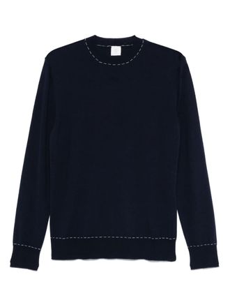 Eleventy decorative-stitching sweater - men - Wool - 3XL - Blue