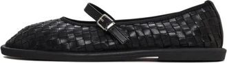 Cesare Gaspari Geweven Elegantie Mary Janes - Zwart - Dames - Ballerinas - Zwart - 38 EU - Leer - Schoenen