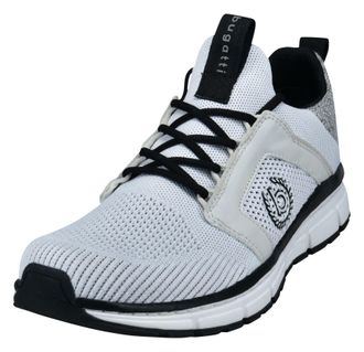 Bugatti Sneaker BUGATTI, Herren, Gr. 40, weiss (wei&szlig;), Textil, Schuhe Sneaker, Schn&uuml;rschuh, Halbschuh, Freizeitschuh, Kontrastbesatz an der Ferse
