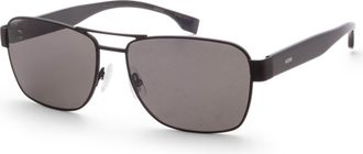 HUGO BOSS Mens 60 mm Black Sunglasses