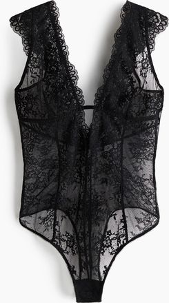 H&M Spitzenbody - Schwarz