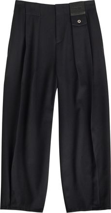 Loewe Logo-appliqu&eacute;d Barrel-leg Wool Trousers - Navy - 52 (IT52 / XL)