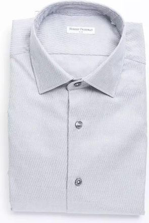 Robert Friedman Mens Dress Shirt - Light Grey Cotton - Size X-Large
