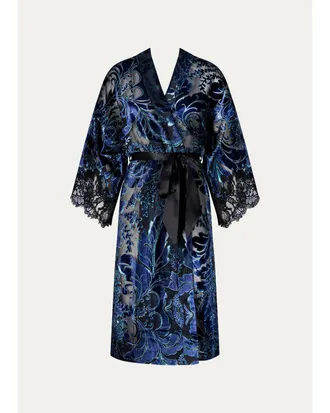 Lise Charmel Lace-Trim Burnout Velvet Robe