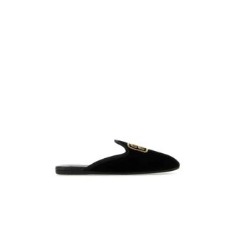 Miu Miu Schoenen, Dames, Zwart, 36 EU, Leer, Kalfsleren muiltjes met blokhak