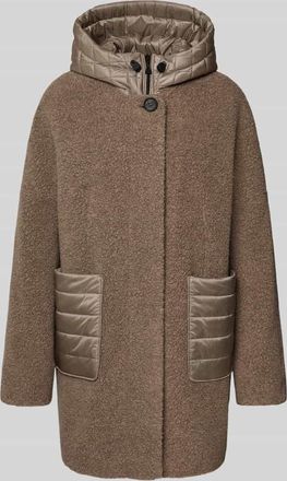 Gil Bret Jacke aus Woll-Mix mit Kapuze und aufgesetzten Taschen in Beige Melange, Größe 42