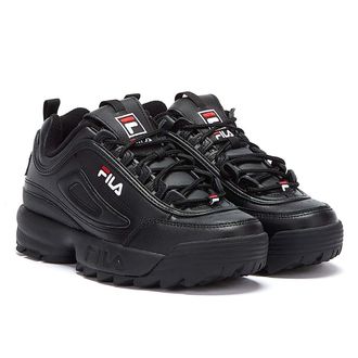Fila Fila Disruptor II Premium Leather Black/White Red Trainers - UK 11.5