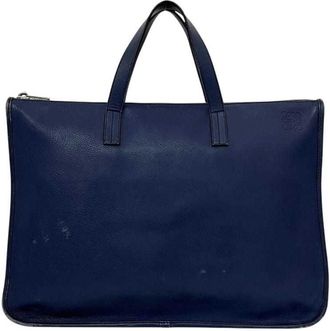 Loewe Navy Leather Briefcase (Pre-Owned)