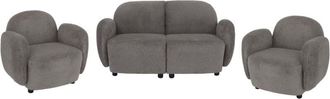 Hhg [nunca Usado] Conjunto De Sal&oacute;n Hhg-709, Sof&aacute; De 2 Plazas, 2 Sillones, Tejido/textil Chenilla (330 G/m&sup2;) &Ouml;ko-tex, Gris Claro