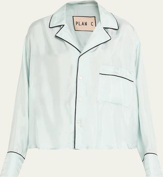 Plan C Long-Sleeve Cotton Twill Pajama Shirt