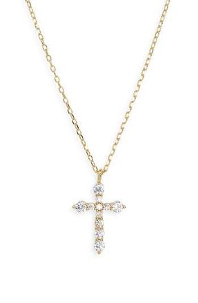 Argento Vivo Cubic Zirconia Cross Pendant Necklace in Gold at Nordstrom Rack