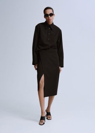 Mango Gonna incrociata spacco cioccolato - Donna - 38 - MANGO