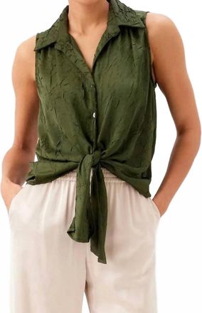 Karen Kane Sleeveless Tie-Front Top In Olive