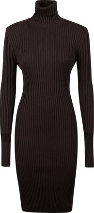 Wolford Knee-Length Ribbed Dress with High Turtleneck by Wolford
