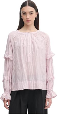 Mos Mosh Jorun Stripe Blouse - Dames - Blouses - Roze - S - Polyester - Overhemden
