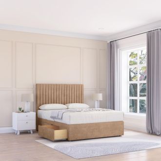 Sloomy Manhattan Naples Bed Set With No Drawers Mattress & 54 Headboard in Light Sand | Size: Single
