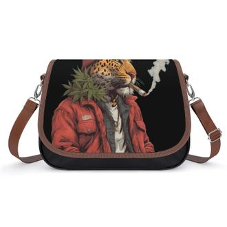 Generic Leopard And Weed Womens Crossbody Bag Fashion Shoulder Handbags Message Tote Bag with Adjustable Strap