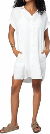 Lovestitch Short Dolman Sleeve Mini Shirt Dress In White