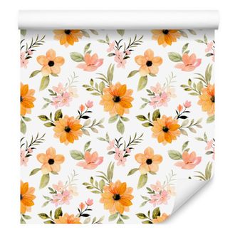 OEM Carta Da Parati Con Fiori Bianchi, Crema E Beige Per Soggiorno E Camera Da Letto 50x1000 Cm