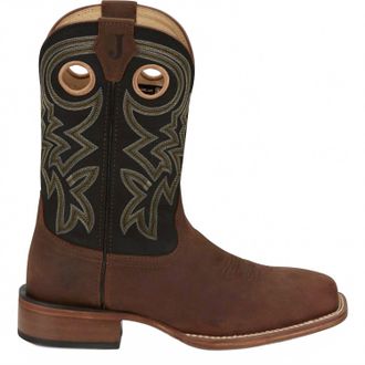 Justin Boots Mens Leather Square Toe Western Boots In Walnut