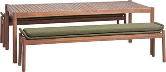 Sklum Set De Mesa Rectangular 180x90 Cm Y 2 Bancos De Comedor En Madera De Acacia Y Cuerda Trenzada Karvia Sklum