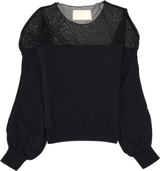Circus Hotel Black Textured Round Neck Top