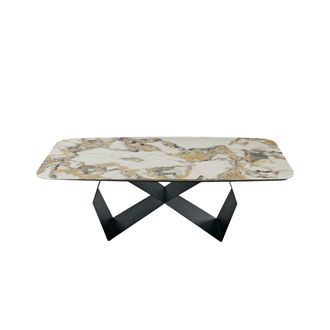 MondoViro Mesa fija de cer&aacute;mica dorada cm 210x110 75h