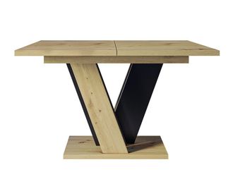 Mirjan24 Mobilier1 - Mesa Goodyear 125, Roble Artisan + Negro, 75x90x120cm, Alargamiento, Aglomerado Laminado