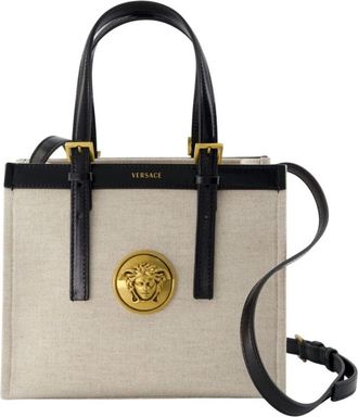 Versace Rivi&egrave;re Mini Canvas Tote - Dames - Shoppers - Beige - ONE Size - Katoen - Tassen