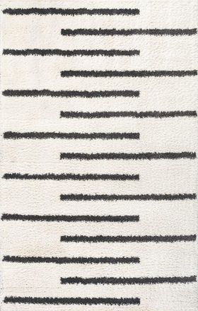 Jonathan Y Designs Alaro Berber Stripe Shag Area Rug in White/gray at Nordstrom, Size 3Ft 0In X 5Ft 0In