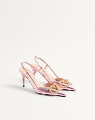 Valentino Garavani D&eacute;collet&eacute; Slingback Vlogo Signature In Nappa Laminata 80Mm Donna GIACINTO/VIOLET 34.5
