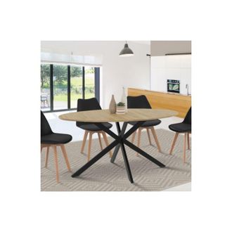 IDMarket Idmarket - Mesa de comedor oval alix, madera y pata de araña negra, 6 personas, 150 cm
