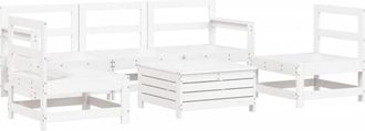 vidaXL 6 Piece Garden Sofa Set White Solid Wood Pine Vidaxl