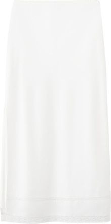 Mango Lace Trim Linen Blend Midi Skirt in Off White at Nordstrom, Size 8