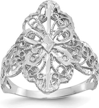 Diamond2Deal 14K White Gold Diamond Cut Filigree Ring