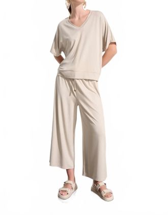 Joseph Ribkoff Pull-On Tie Waist Culotte Pants In Moonstone