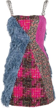 Andersson Bell patchwork mini dress - women - Acrylic/Wool/Cotton/Viscose/Polyester/Polyester - L - Pink