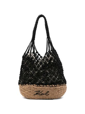 Karl Lagerfeld Woven Tote Bag with Black Netting